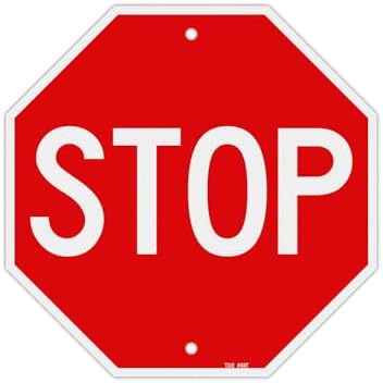 T&R Stop Sign Street Road Sign 12 x 12 Inches, Rust Free .040 Aluminum Reflective, Weather Resistant, Waterproof, Fade Resistant, 2 Pre-drilled Holes by TR