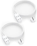 Flat Plug Extension Cord 2-Packs 6Ft White - 2-Prong Power Strip with 3 Polarized Outlets & Tamper Guard, 16/2 AWG 13A/1625W by LitStar