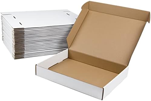 13x10x2 Inches Shipping Boxes Pack of 25, White Corrugated Cardboard Boxes for Small Bussiness by Sodissa