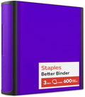 Staples Better 3-Inch D-Ring Binder, Purple, Heavy-Duty by Staples