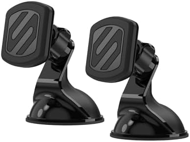 Scosche Extra Strength Suction Car Phone Mount, Magnetic Phone Holders for Your Car Windshield/Dashboard, Car Holder with 360° Rotation, Thick Metal Plate for iPhone and Android, Not MagSafe, 2-Pack by Scosche