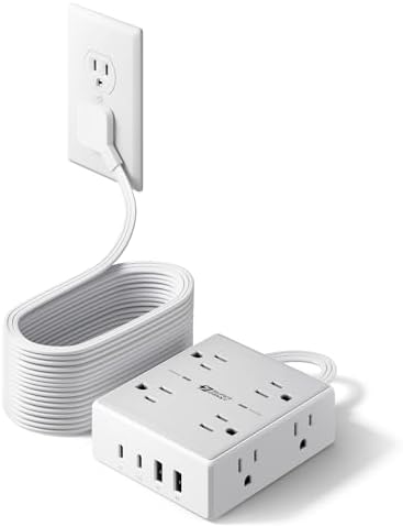 SUPERDANNY Extension Cord,Flat Plug Surge Protector Power Strip,20Ft by SUPERDANNY
