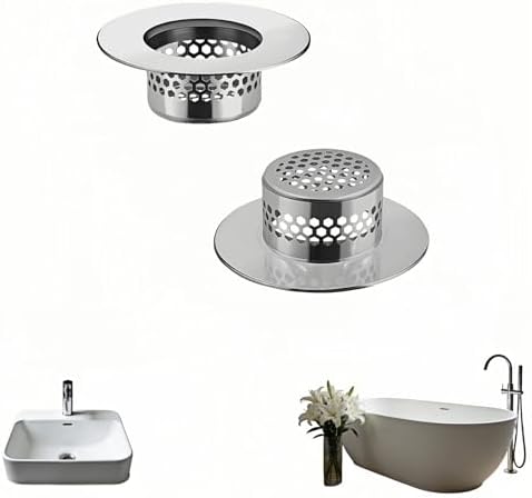 2-Pack Stainless Steel Drain Filter for Bathtub, Shower & Sink – 1.97” Universal Hair Catcher, Clog Preventer for Tub, Floor Drain, Bathroom Sink, Kitchen Sink – Easy Clean, Fast Flow, Odor & Guard by yayaboqu