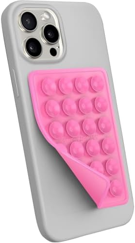 StickyGrippy Suction Phone Case Mount, Sillicon Adhesive Phone Accessory for iPhone and Android, Hands-Free Fidget Toy Mirror Shower Phone Holder, Tiktok Videos and Selfies (Bubble Gum) - Image 3