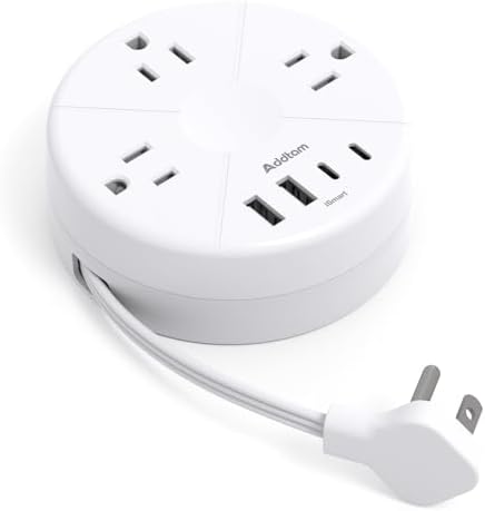 Travel Power Strip - Cruise Ship Essentials with 3ft Retractable Cord by Addtam
