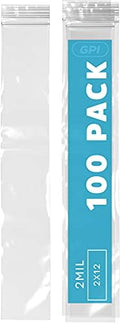 2" x 12" Zip Bags, 100 Pack, 2 Mil, Reclosable for Incense Packaging, GPI by GPI