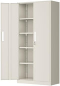Greenvelly Metal Storage Cabinets, 72” Steel Garage Storage Cabinet with Doors and 4 Shelves, Metal Tool Cabinet, Steel Filing Cabinet for Home Office, Basement, Garage, School(Grey) by Greenvelly