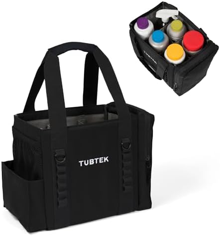 TUBTEK Hot Tub Chemical Bag (Black) | Hot Tub Storage For All Your Hot Tub Chemicals & Hot Tub Accessories | Holds All Major Chemical Brands and Essential Spa Accessories for Hot Tub by TUBTEK
