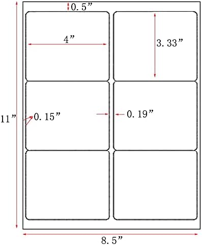 LabelMore 3 1/3 x 4 Labels - 6 Up Self Adhesive Shipping Labels - FBA Labels - 100 Sheet/ 600 Labels - Image 2