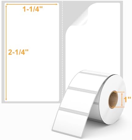 (12,000 Labels/12 Rolls) Labelebal 12 Rolls,1000/Roll -Zebra 2.25" X 1.25” Direct Thermal Labels - Perforated Stickers for Barcode Address, Compatible with Zebra & Rollo & MUNBYN Desktop Printer - Image 2