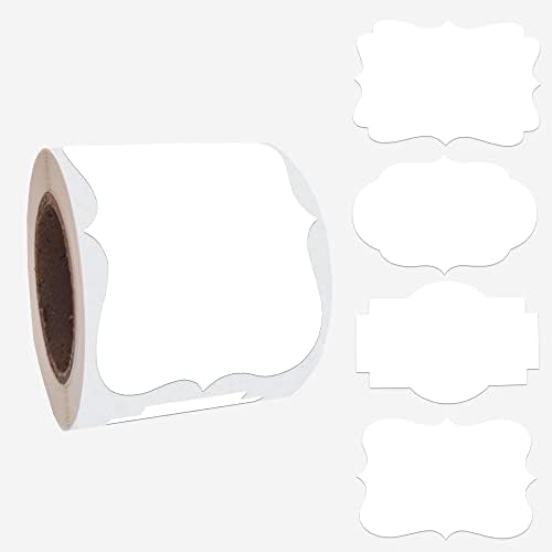 SALEMAR White Label Sticker, 2x3 inch Fancy Shape Labels for Essential Oil Bottle or Food Jars, Name Tags Stickers, 200PCS(White) by SALEMAR