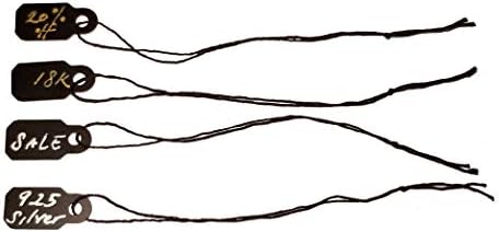 100 Black Plastic String Tags, Elegant Jewelry Tags Perfect for Gifts or Business - 7/8" x 3/8" - Image 2