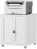 Large Printer Stand with Storage and Lock, 3D Heavy-Duty Printer Cabinet, Printer Table for Home Office with Doors and Adjustable Shelves, for Office Copier and Fax Machine, White by LVSTEEL
