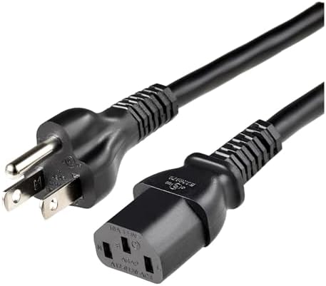 Amazon Basics Replacement Power Cord for Computer, Monitor, TV, Printer, PC, 3 Prong, 18 AWG, 125 Volts, 10 Feet, Black by AmazonBasics