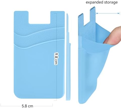 SS Phone Wallet, Phone Card holder for Phone Case Credit Card Holder Stick on, Navy Pastel Blue - Image 5