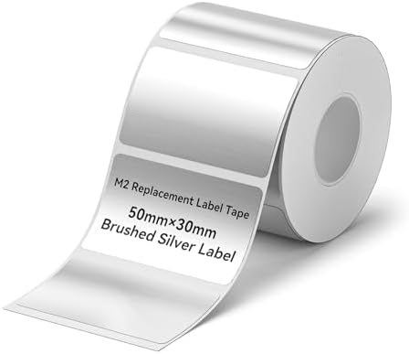NIIMBOT M2/M3 Thermal Transfer Labels 1.97''×1.18'', Brushed Silver by NIIMBOT%C2%AE