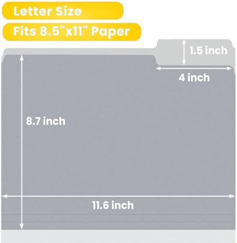 SUNEE File Folders, 30 Pack Manilla Folders 8.5 x 11, Colored File Folders Home Office School Supplies for Documents Files Paper, Gray - Image 2