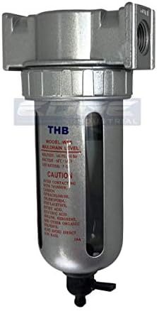 MID FLOW PARTICULATE FILTER/WATER TRAP FOR AIR COMPRESSOR COMPRESSED AIR LINES, 5u WITH POLY BOWL AND METAL BOWL GUARD (3/8" NPT) - Image 2