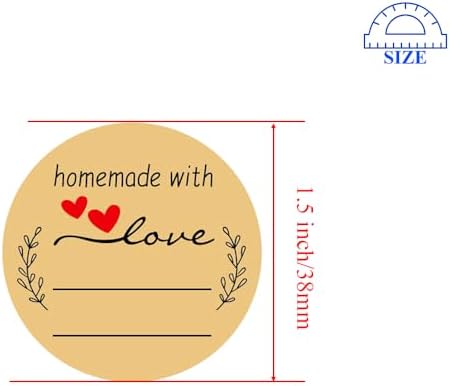 HAHIYO 1.5Inch 500P Round Natural Brown Kraft Stickers - Blank Kraft Labels Stickers Roll with Line to Write On, Homemade with Love Dot Stickers for Jar Canning Labels Price Tags Store Organizing - Image 2