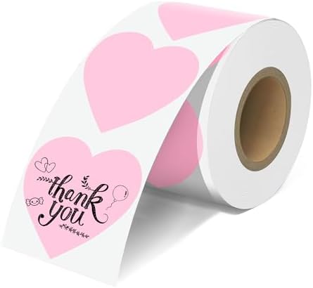 JOYIT 2'' Pink Heart Thermal Labels - 600pcs Heart Thermal Printer Labels by JOYIT