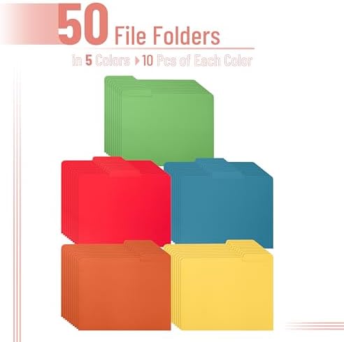 Mr. Pen- File Folders, 50 Pack, 1/3-Cut Tab, Vibrant Earthy Spectrum - Image 2