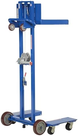 Vestil LLPW-500-4SFL Steel Low Profile Lite Load Lift with Winch, Swivel Casters and Manual Floor Lock 20 in. x 20 in. Platform 400 Lb. Capacity Blue - Image 5