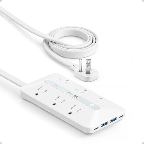 Anker Power Strip with 300J Surge Protector, 10ft Outlet Extender, 20W, 6AC by Anker