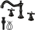 gotonovo Bathroom Faucet 3 Hole Vintage, Oil Rubbed Bronze, Hot Cold Label by HOME