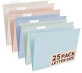 25-Pack Morandi Hanging File Folders,Letter Size with 35 Transparent Label Cards,50 Sticker Labels,1/5-Cut Tabs–Home Office & Filing Cabinets by Jowaia