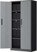 Greenvelly Metal Garage Storage Cabinet, 72" Black Gray Tool Steel Locking Cabinet with Doors and 4 Shelves, Tall Cabinets for Garage Storage Systems Lockable File Cabinet for Home Office,Garage by Greenvelly