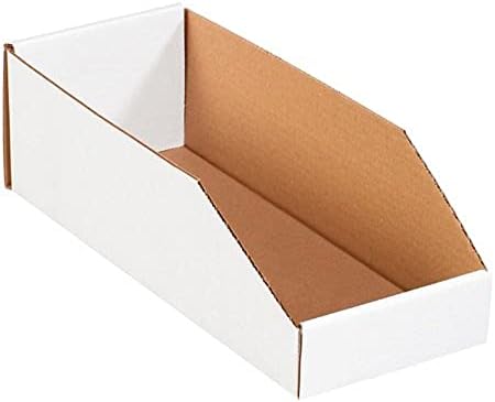 Box USA BBINMT615 Open Top Bin Boxes, 6" x 15" x 4 1/2", Oyster White (Pack of 50) by BOXUSA