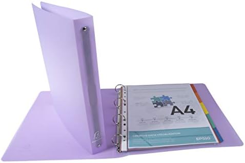 Exacompta - Ref 51975E - Set of 5 4 Ring Binders 30 mm in Polypropylene - Dimensions 32 x 27 cm - for A4 Format Maxi 297 x 242 mm - Chromaline Pastel - Purple - Image 5