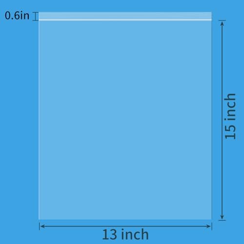 120 Count 13" x 15" Clear Plastic Shirt Bags, Resealable Poly Bags - Image 2