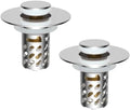 2 Pack All-Metal Bathroom Sink Stopper, Pop Up Sink Drain Strainer, Chrome by iFealClear