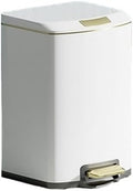 Modern 9L Stainless Steel Garbage Can with Soft Close Lid and Step Pedal Elegant Matt White Finish for Kitchen Bathroom Living Room and Office by Unknown
