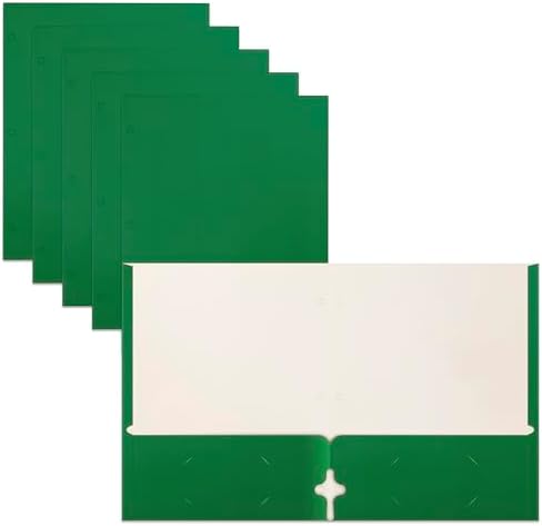 Better Office Products Green Folders, 50 Pack Letter Size Pocket Folders, Green Folders with Pockets, Two Pocket Portfolio Folders, Durable Paper Folders for School Classroom Office Organization by BetterOfficeProducts
