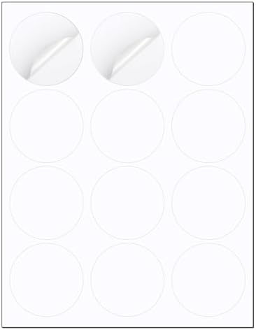 Methdic 2.5" Diameter High Visibility Printable Round Labels，Matte White，360 Customizable Blank Stickers by Methdic