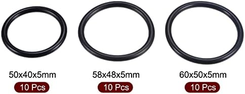 MECCANIXITY Nitrile Rubber O-Rings 50mm 58mm 60mm OD 40mm 48mm 50mm ID 5mm Thick Seal Gasket, Black 30in1 Set - Image 3
