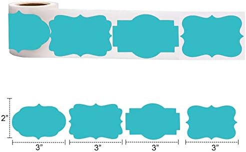 SALEMAR 2" x 3" Cyan Blue Sticker Labels, 200PCS Self-Adhesive Write On Tags for Essential Oil, Bottles, Food, Jars, Canning, Christmas (Cyan Blue) - Image 2