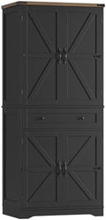HOSTACK 71" Kitchen Pantry Storage Cabinet, Farmhouse Pantry Cabinet, Black by HOSTACK