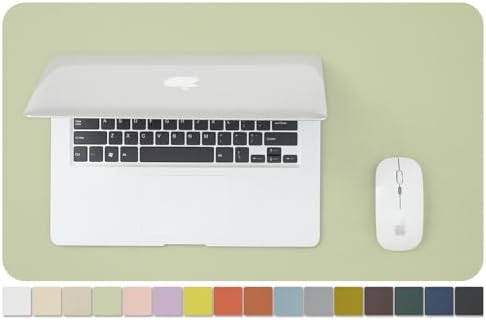 Leather Desk Mat - Small Non-Slip PU Desk Pad for Office and Home - Desk Organization and Accessories - Ideal for Large Mouse Pad and Small Desk Mats on Top of Desks (Light Green,23.6"x 13.8") by HOMIEAZICOZI