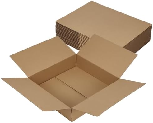 Hoikwo 12x12x3 Large Thin Brown Shipping Boxes Set of 15 by Hoikwo