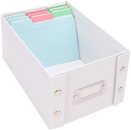 Snap-N-Store Index Card Holder Storage Box - Collapsible Organizer Box fits 1100 Flash Cards - Business, Recipe, or Note Card - 4 x 6, 2 Pack, White - Image 2