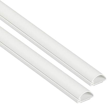 D-Line Half Round Cord Hider, Patented Cable Cover, Hide TV Wall Mount Wires, Raceway for Cords, Decorative Wire Covers, Paintable, Adhesive Cable Concealer, 2X 0.78in W x 0.39in H x 39in L, White by D-LineUSAinc