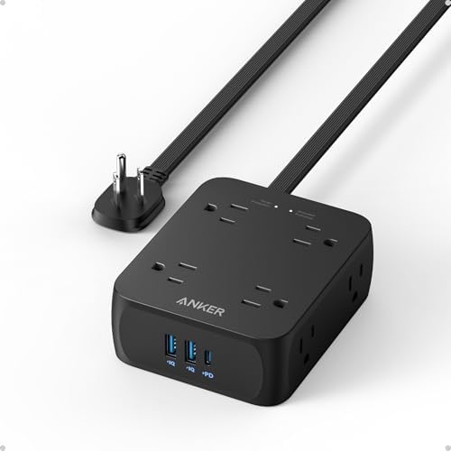 Anker Power Strip with 2000J Surge Protector, 5ft Outlet Extender, 20W, 8AC by Anker