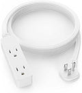 Flat Plug Extension Cord with 3 Outlets - 6 ft White Low Profile Indoor 3 Prong Grounded Power Strip for Home Office & Travel - 16/3 AWG, 13A/1625W by LitStar