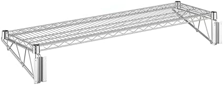 12" x 48" Wire Chrome Wall Mount Shelf, Commercial Fixed Rack, Metal Wall Mount Floating Shelving by Zedfire