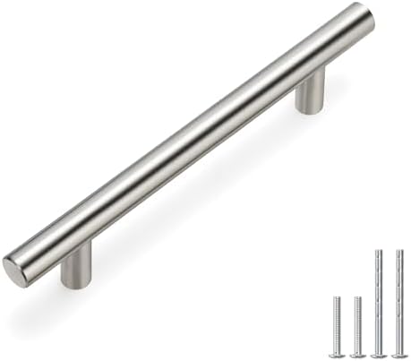 homdiy 50 Pack Brushed Nickel Cabinet Pulls Drawer Handles Cabinet Hardware Stainless Steel Cabinet Handles 4in Hole Centers Cupboard Pull Drawer Pulls, 201SN by homdiy