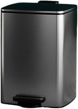 Stainless Steel Step Trash Can with Soft Close Lid Hands Free Square Waste Bin for Kitchen Bathroom Living Room Smart Design with Inner Bucket Black Color 35L Capacity by Unknown