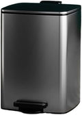 Stainless Steel Step Trash Can with Soft Close Lid Hands Free Square Waste Bin for Kitchen Bathroom Living Room Smart Design with Inner Bucket Black Color 35L Capacity by Unknown